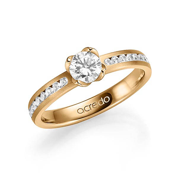 klassieke trouwring in roségoud 14 kt. met 0,5 ct. + in totaal 0,24 ct. Briljanten & Briljant tw,vs tw/si van acredo - A-1338-4