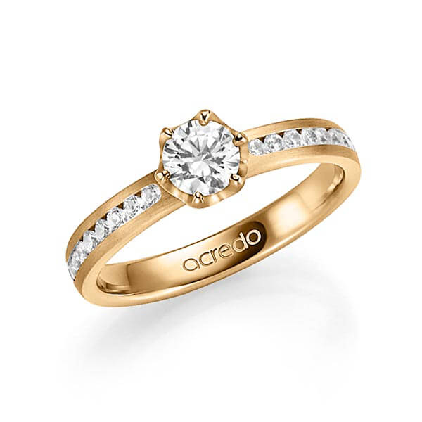 klassieke trouwring in roségoud 14 kt. met 0,5 ct. + in totaal 0,24 ct. Briljanten & Briljant tw,vs tw/si van acredo - A-1342-4