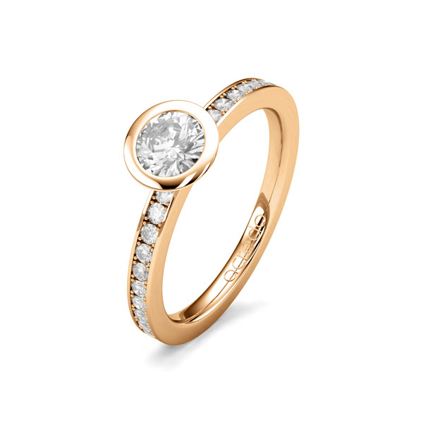 klassieke trouwring in roségoud 14 kt. met 0,5 ct. + in totaal 0,2 ct. Briljanten & Briljant tw/si van acredo