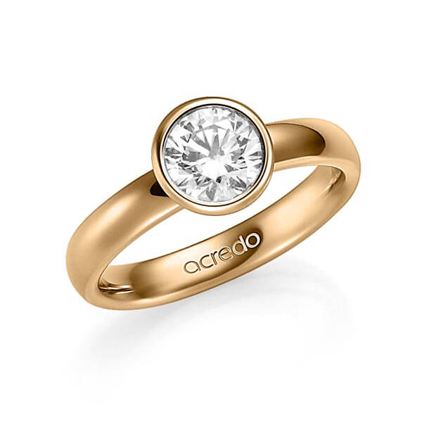 klassieke trouwring in roségoud 14 kt. met 1 ct. Briljanten tw,vs van acredo - A-1354-4