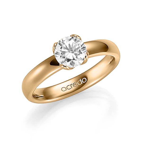 klassieke trouwring in roségoud 14 kt. met 1 ct. Briljanten tw,vs van acredo - A-1357-4
