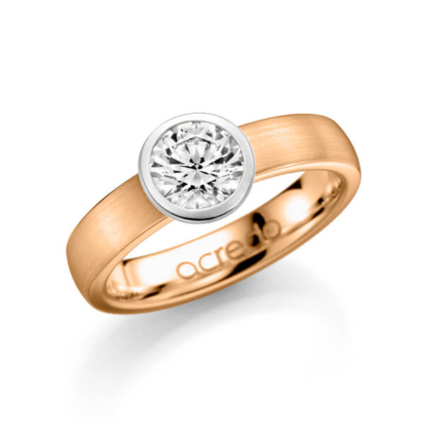 klassieke trouwring in roségoud 14 kt. met 1 ct. Briljanten tw/si van acredo - A-1134-5