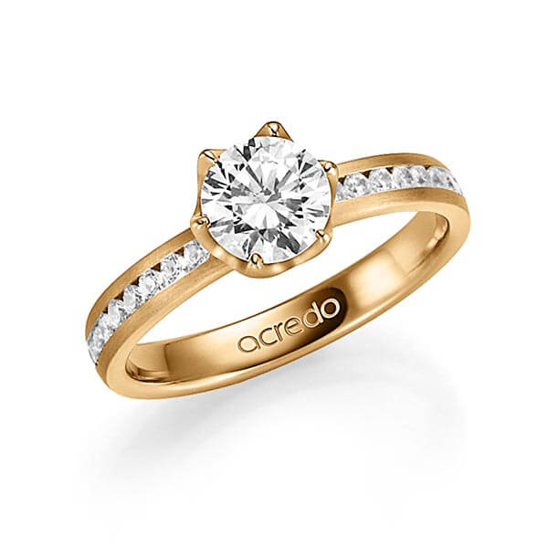 klassieke trouwring in roségoud 14 kt. met 1 ct. + in totaal 0,24 ct. Briljanten & Briljant tw,vs tw/si van acredo - A-1343-4
