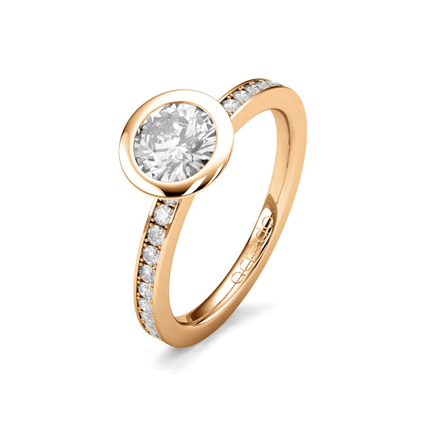 klassieke trouwring in roségoud 14 kt. met 1 ct. + in totaal 0,2 ct. Briljanten & Briljant tw/si van acredo