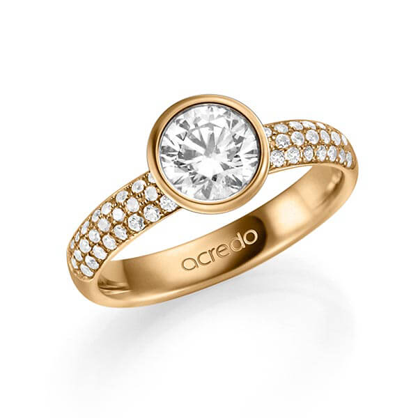 klassieke trouwring in roségoud 14 kt. met 1 ct. + in totaal 0,432 ct. Briljant & Briljanten tw/si tw,vs van acredo - A-1335-4