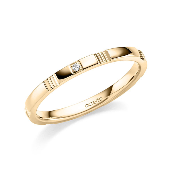 Klassieke trouwring in roségoud 14 kt. met in totaal 0,008 ct. Briljant tw,vs van acredo