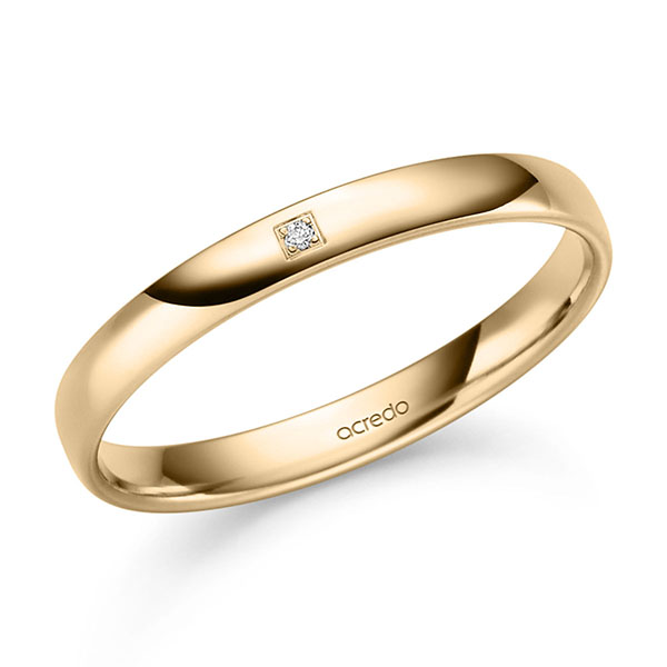 klassieke trouwring in roségoud 14 kt. met in totaal 0,008 ct. Briljant tw/si van acredo