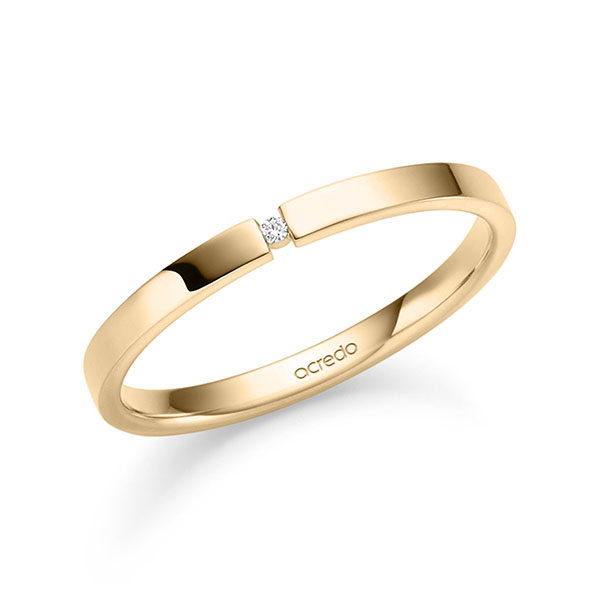 klassieke trouwring in roségoud 14 kt. met in totaal 0,008 ct. Briljant tw/si van acredo