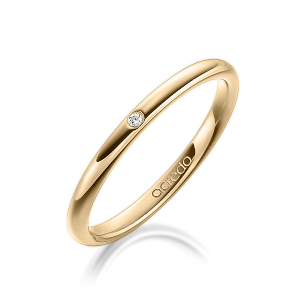 klassieke trouwring in roségoud 14 kt. met in totaal 0,01 ct. Briljant tw/si van acredo - A-1300-4