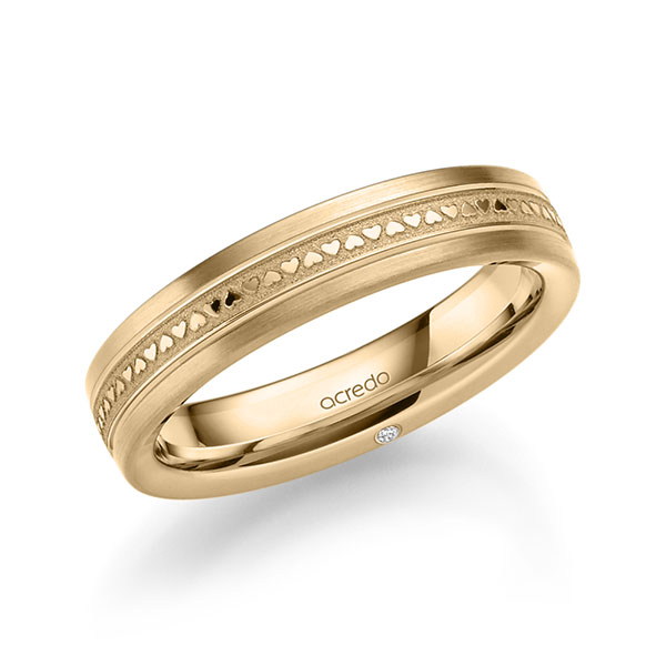 Klassieke trouwring in roségoud 14 kt. met in totaal 0,01 ct. Briljant tw/si van acredo Klassieke trouwring in roségoud 14 kt. met in totaal 0,01 ct. Briljant tw/si van acredo