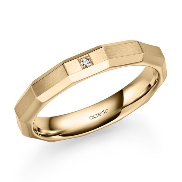 Klassieke trouwring in roségoud 14 kt. met in totaal 0,01 ct. Briljant tw/si van acredo
