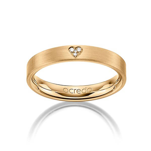 klassieke trouwring in roségoud 14 kt. met in totaal 0,021 ct. Briljant tw/si van acredo