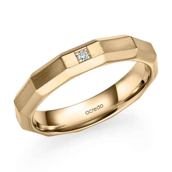 Klassieke trouwring in roségoud 14 kt. met in totaal 0,02 ct. Briljant tw/si van acredo