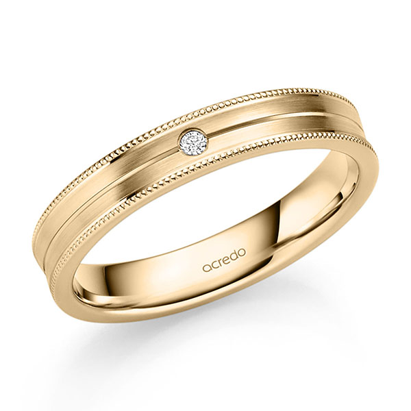 Klassieke trouwring in roségoud 14 kt. met in totaal 0,02 ct. Briljant tw/si van acredo