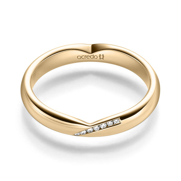 Klassieke trouwring in roségoud 14 kt. met in totaal 0,035 ct. Briljant tw/si van acredo