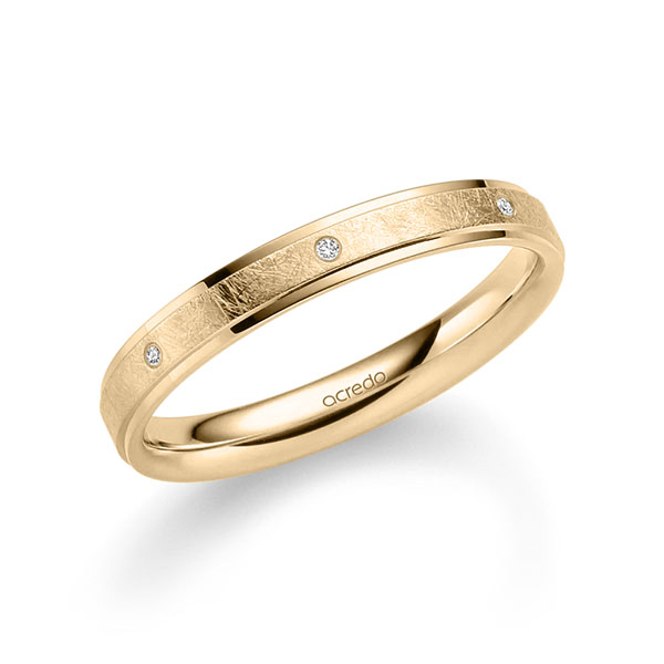 Klassieke trouwring in roségoud 14 kt. met in totaal 0,035 ct. Briljant tw/si van acredo