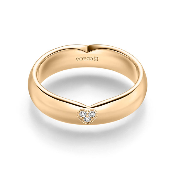Klassieke trouwring in roségoud 14 kt. met in totaal 0,03 ct. Briljant tw/si van acredo