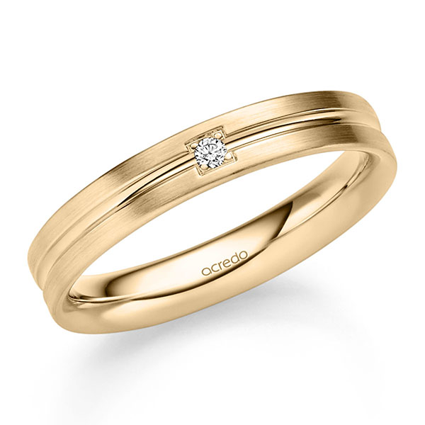 Klassieke trouwring in roségoud 14 kt. met in totaal 0,03 ct. Briljant tw/si van acredo