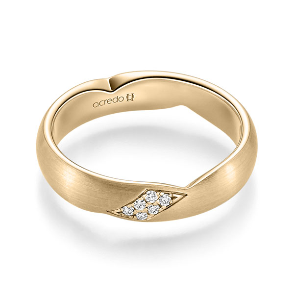 Klassieke trouwring in roségoud 14 kt. met in totaal 0,048 ct. Briljant tw/si van acredo