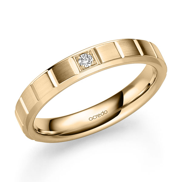 Klassieke trouwring in roségoud 14 kt. met in totaal 0,04 ct. Briljant tw/si van acredo