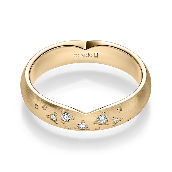 Klassieke trouwring in roségoud 14 kt. met in totaal 0,063 ct. Briljant tw/si van acredo
