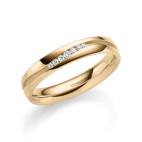 klassieke trouwring in roségoud 14 kt. met in totaal 0,063 ct. Briljant tw/si van acredo