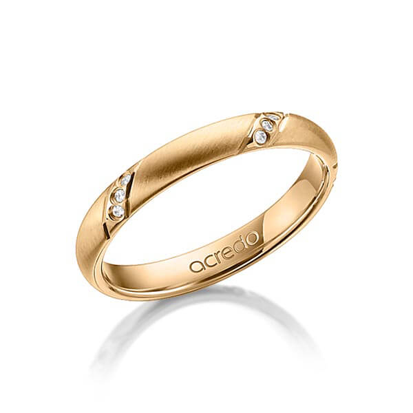 klassieke trouwring in roségoud 14 kt. met in totaal 0,075 ct. Briljant tw/si van acredo - A-1306-3