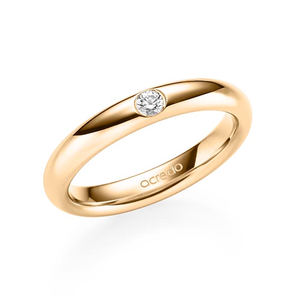 klassieke trouwring in roségoud 14 kt. met in totaal 0,08 ct. Briljant tw/si van acredo