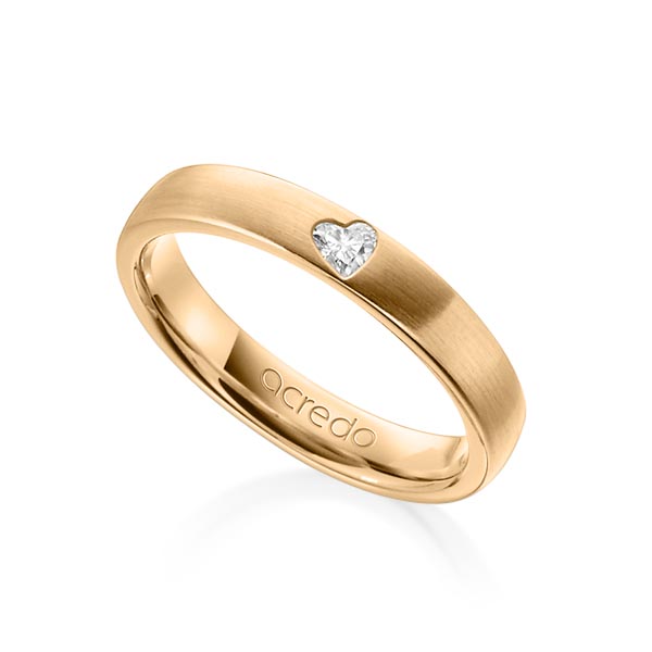 klassieke trouwring in roségoud 14 kt. met in totaal 0,08 ct. Hart-Diamant tw,vs van acredo