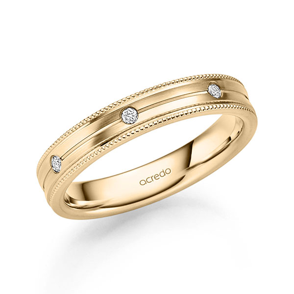 Klassieke trouwring in roségoud 14 kt. met in totaal 0,105 ct. Briljant tw/si van acredo