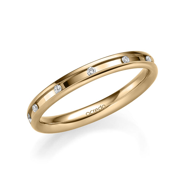 Klassieke trouwring in roségoud 14 kt. met in totaal 0,11 ct. Briljant tw/si van acredo - A-2207-5
