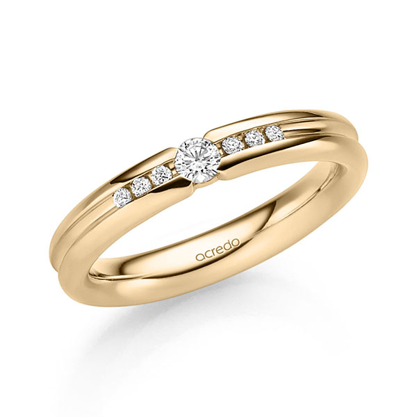 Klassieke trouwring in roségoud 14 kt. met in totaal 0,16 ct. Briljant tw/si van acredo