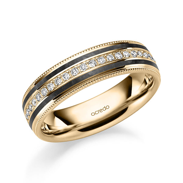 Klassieke trouwring in roségoud 14 kt. met in totaal 0,192 ct. Briljant tw/si van acredo - A-2034-3