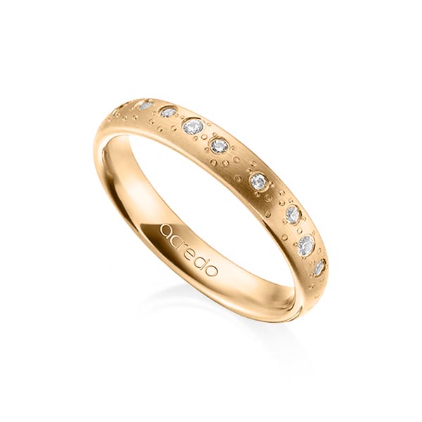 klassieke trouwring in roségoud 14 kt. met in totaal 0,221 ct. Briljant tw/si van acredo - A-1305-3