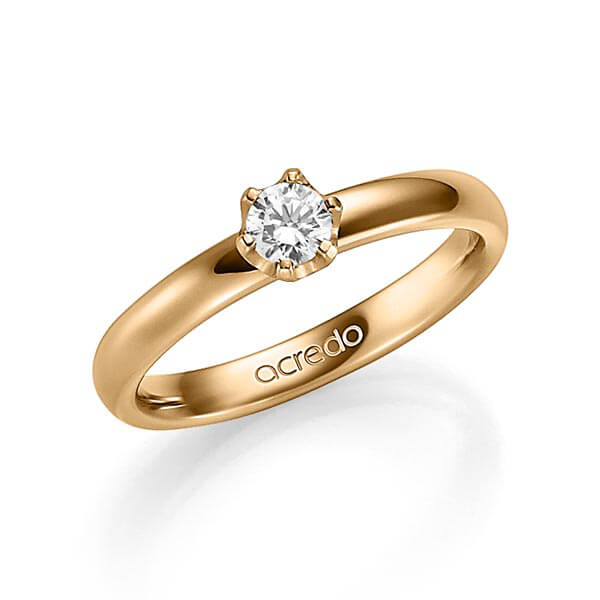 klassieke trouwring in roségoud 14 kt. met in totaal 0,25 ct. Briljanten tw/si van acredo - A-1349-4