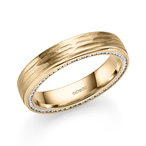 Klassieke trouwring in roségoud 14 kt. met in totaal 0,28 ct. Briljant tw/si van acredo
