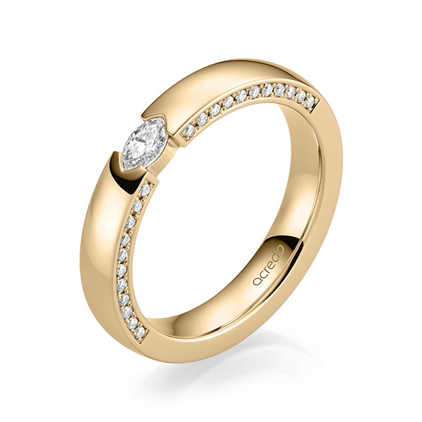 klassieke trouwring in roségoud 14 kt. met in totaal 0,37 ct. Briljant tw,vs tw/si van acredo