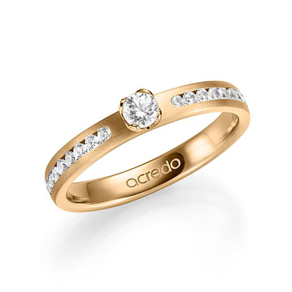 klassieke trouwring in roségoud 14 kt. met in totaal 0,39 ct. Briljanten & Briljant tw,vs tw/si van acredo - A-1336-4