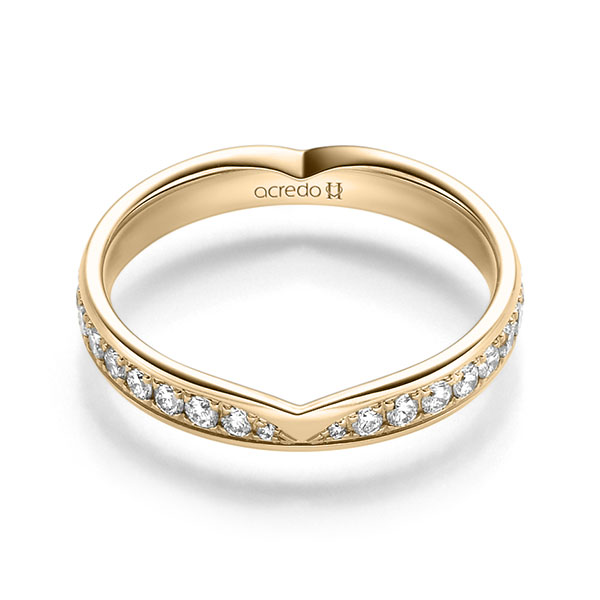 Klassieke trouwring in roségoud 14 kt. met in totaal 0,3 ct. Briljant tw/si van acredo