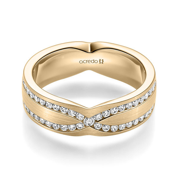 Klassieke trouwring in roségoud 14 kt. met in totaal 0,46 ct. Briljant tw/si van acredo