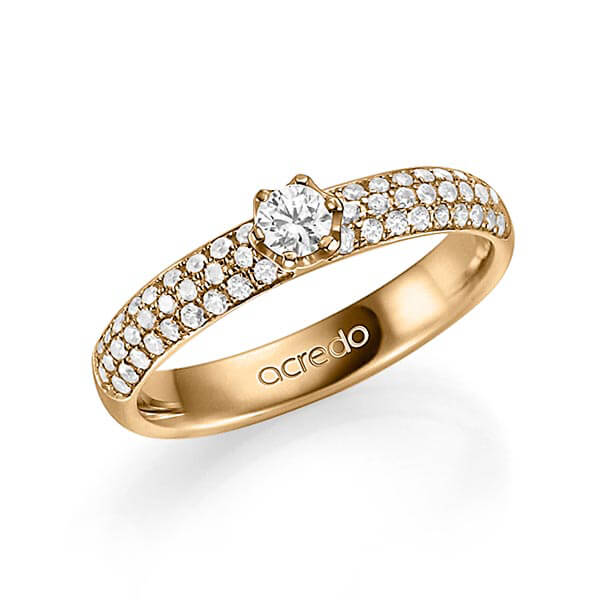 klassieke trouwring in roségoud 14 kt. met in totaal 0,582 ct. Briljant & Briljanten tw/si tw,vs van acredo - A-1328-4