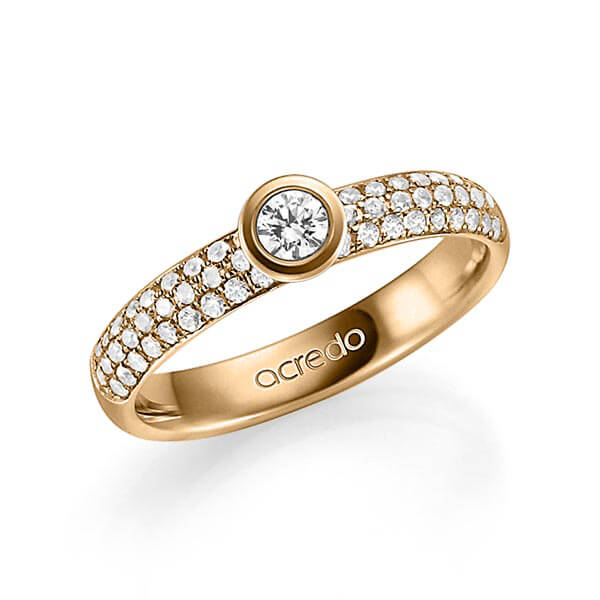 klassieke trouwring in roségoud 14 kt. met in totaal 0,682 ct. Briljanten & Briljant tw,vs tw/si van acredo - A-1333-4
