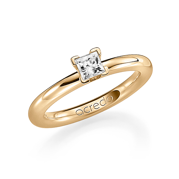 klassieke trouwring in roségoud 18 kt. met 0,4 ct. Princess-Diamant tw,vs van acredo