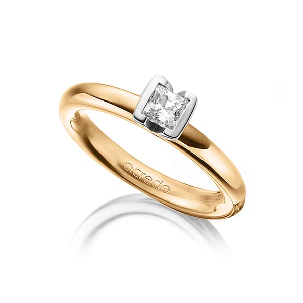 klassieke trouwring in roségoud 18 kt. met 0,4 ct. Princess-Diamant tw,vs van acredo