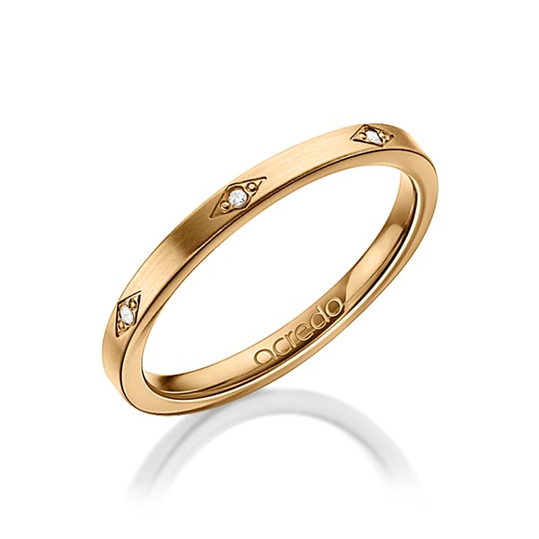 klassieke trouwring in roségoud 18 kt. met in totaal 0,035 ct. Briljant tw/si van acredo