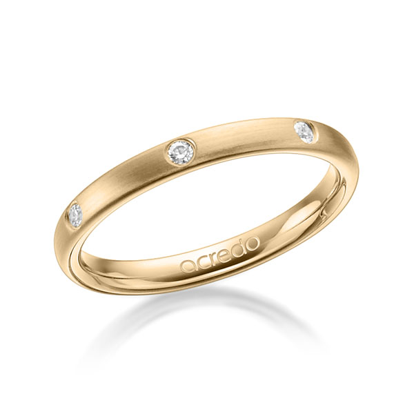 klassieke trouwring in roségoud 18 kt. met in totaal 0,14 ct. Briljant tw/si van acredo