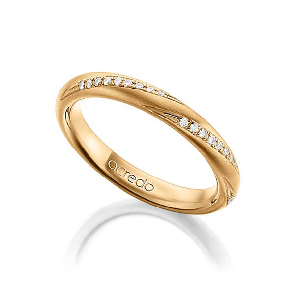 klassieke trouwring in roségoud 18 kt. met in totaal 0,225 ct. Briljant tw/si van acredo