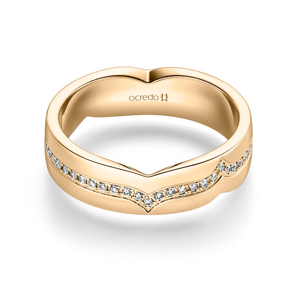 Klassieke trouwring in roségoud 18 kt. met in totaal 0,27 ct. Briljant tw/si van acredo - A-2255-10