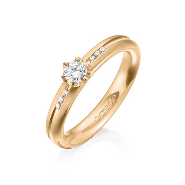 Klassieke trouwring in roségoud 18 kt. met in totaal 0,298 ct. Briljant & Briljanten tw/si van acredo