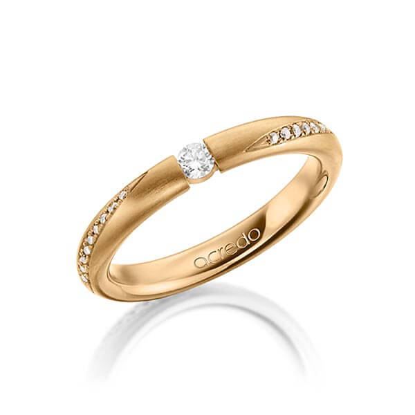 klassieke trouwring in roségoud 18 kt. met in totaal 0,325 ct. Briljant r,if tw/si van acredo